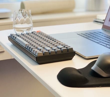 keyboard and glass